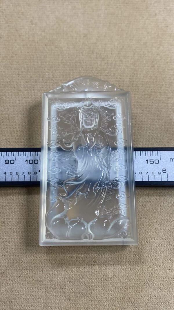 수옥 빙종 연꽃 관음 펜던트 · 체인 포함 · 규격 69.5×37.6×8.2mm