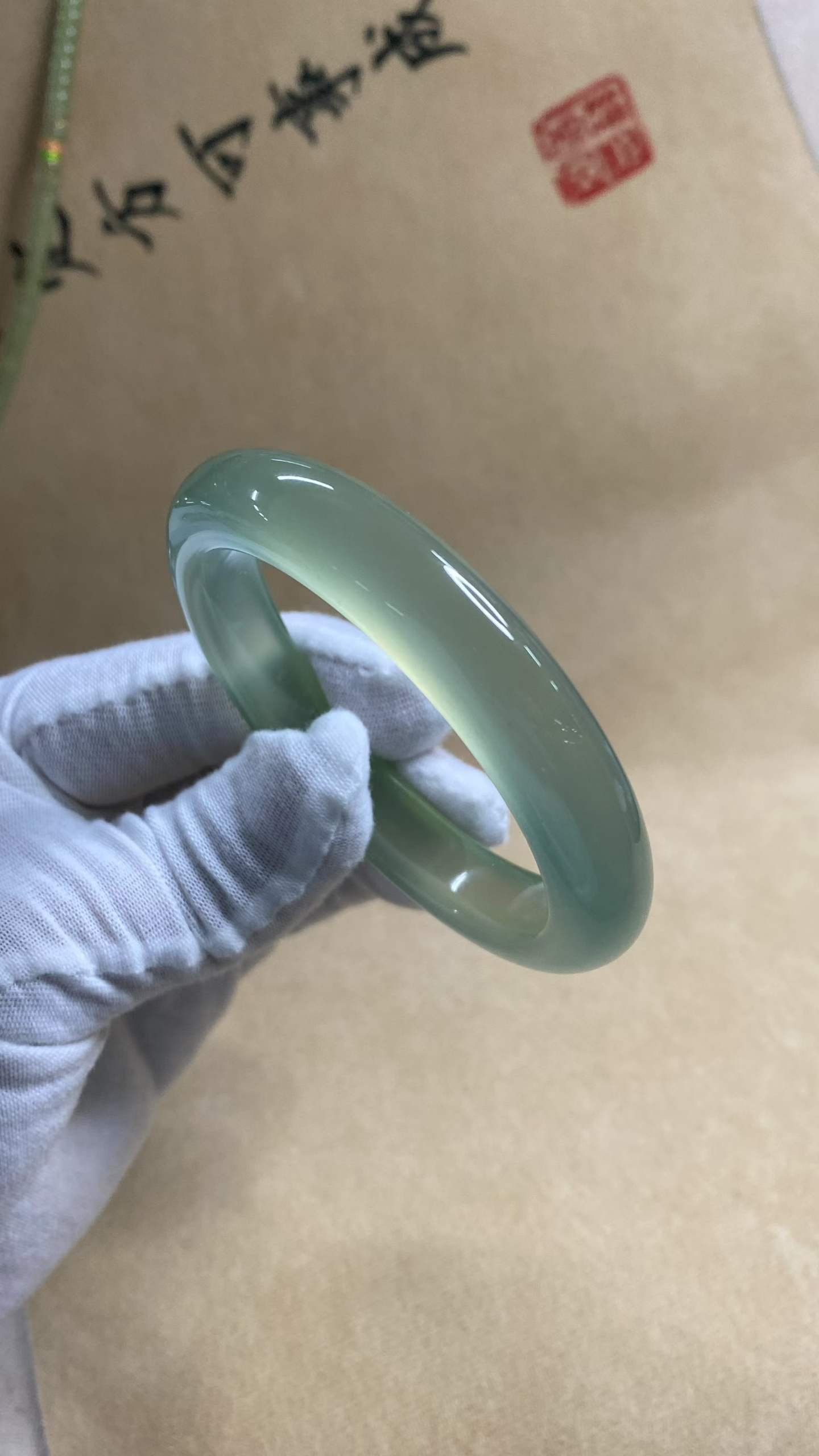 수옥 아이스 그린 옥팔찌 58.3mm | 폭 11.9mm 통뱅글 - 이미지 3