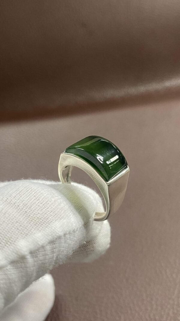 925 실버 수옥 그린 조절 반지 · 규격 10×16mm