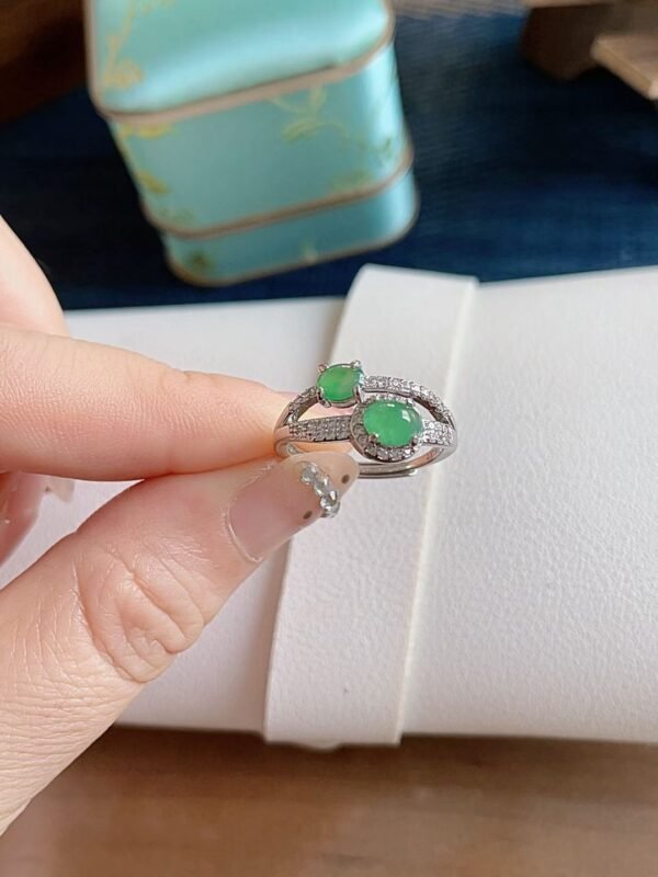 925 실버 비취 반지 · 원석 6×4mm·5×4mm