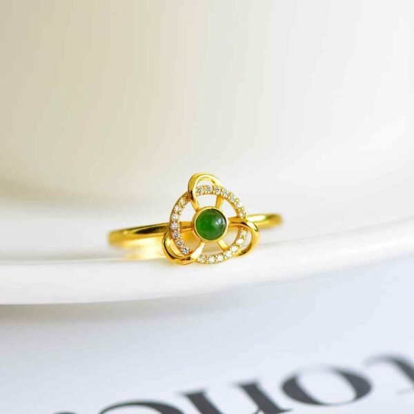 S925 실버 허톈옥 벽옥 반지 · 원석 3×3mm