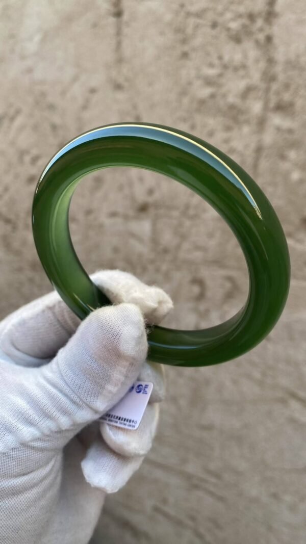 수옥 풀그린 옥팔찌 60.4mm | 폭 12.7mm 통뱅글