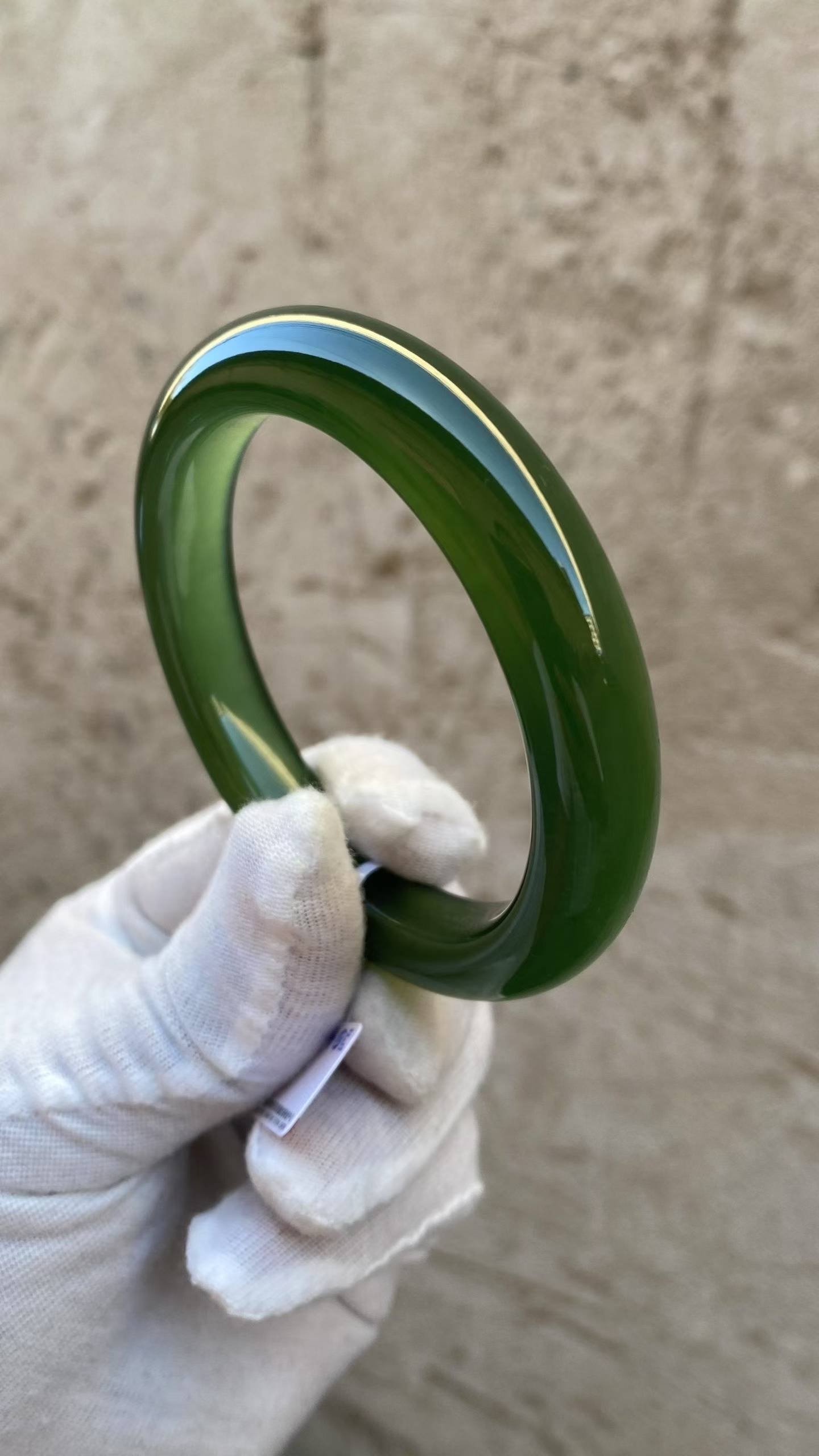 수옥 풀그린 옥팔찌 60.4mm | 폭 12.7mm 통뱅글 - 이미지 2