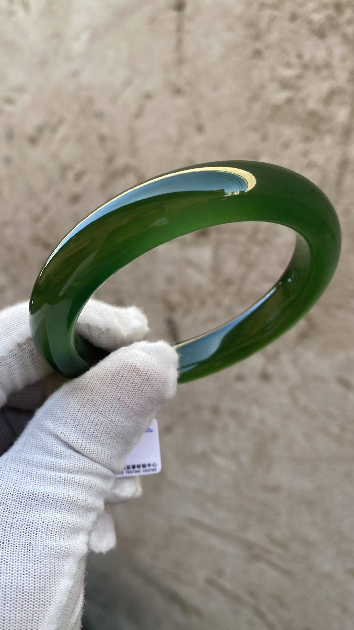 수옥 풀그린 옥팔찌 60.4mm | 폭 12.7mm 통뱅글 - 이미지 5