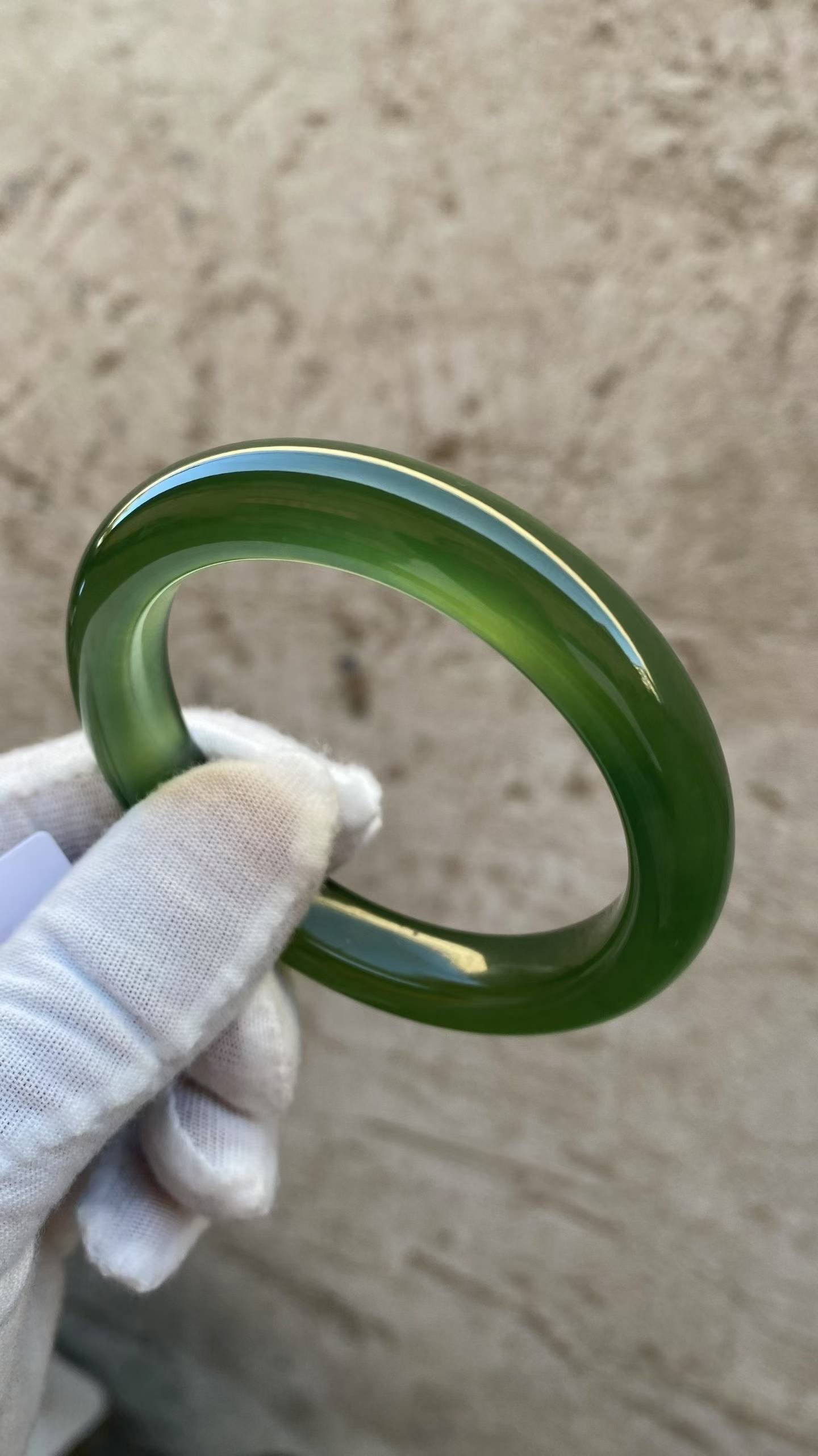 수옥 풀그린 옥팔찌 58.3mm | 폭 12.1mm 통뱅글