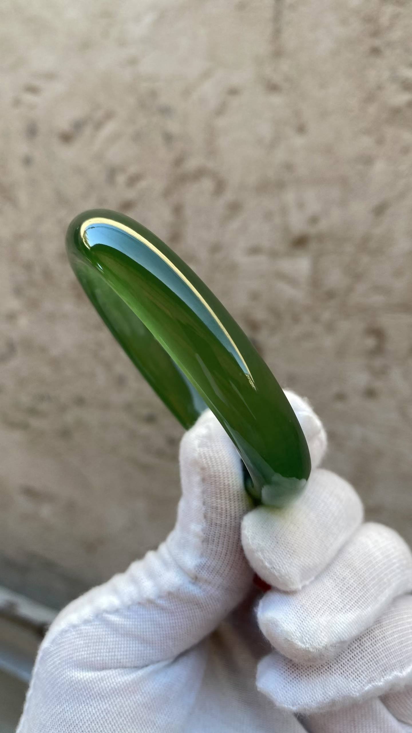 수옥 풀그린 옥팔찌 58.3mm | 폭 12.1mm 통뱅글 - 이미지 2