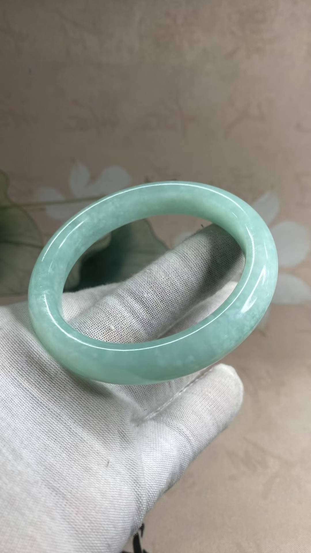 수옥 티안칭 블루톤 옥팔찌 58.5mm | 폭 12.1mm 통뱅글