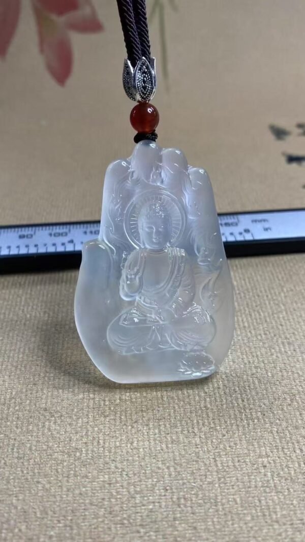 아미타불 천연 수옥 펜던트 · 53×35mm · 목걸이 줄 포함